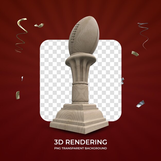 Legno Awarding Trophy 3d rendering isolato sfondo trasparente