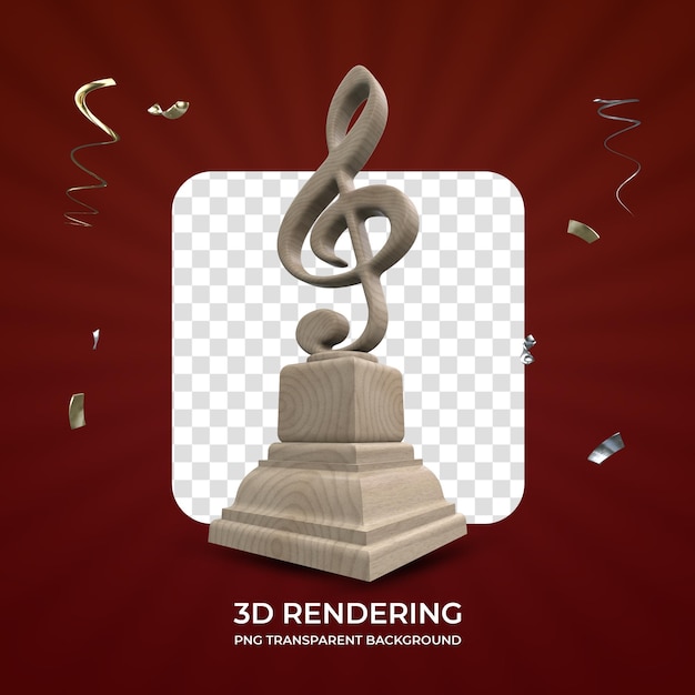 Wood awarding trophy 3d rendering isolated transparent background