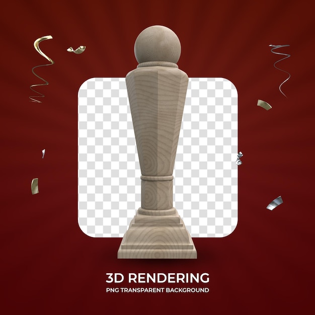 Wood awarding trophy 3d rendering isolated transparent background