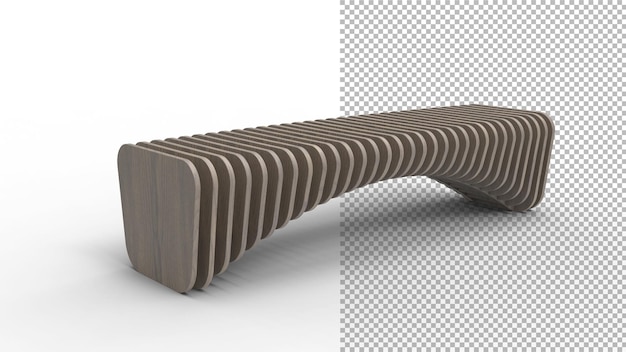 PSD panca in legno vista angolare con rendering 3d ombra