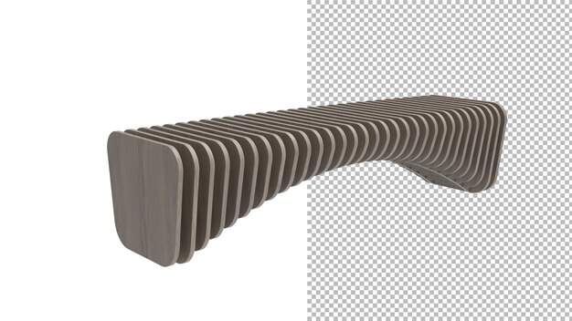 Wood bench angle view without shadow 3d render