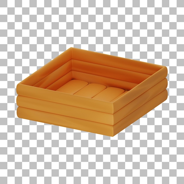 Illustrazione 3d della scatola di legno