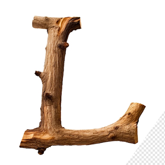 Wood branch spelling out the letter l