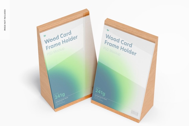 PSD wood card frame holders mockup