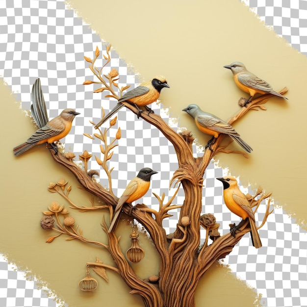 PSD wood carved birds