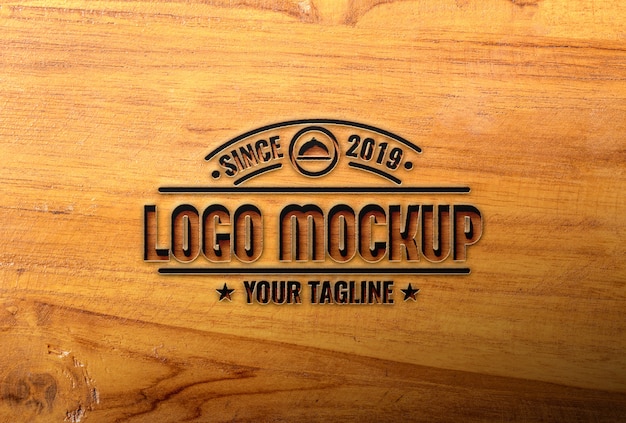 PSD wood carving effect mock-up