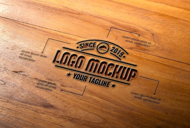 PSD wood carving effect mock-up