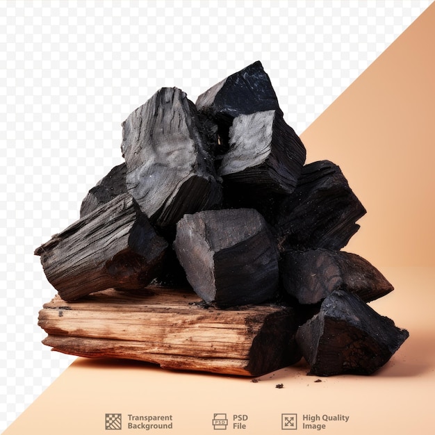 PSD wood charcoal against transparent background