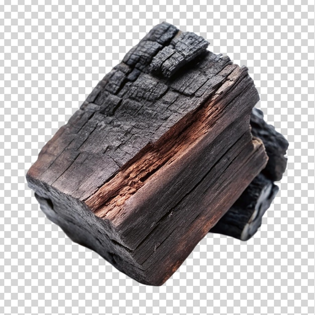 Wood charcoal isolated on transparent background
