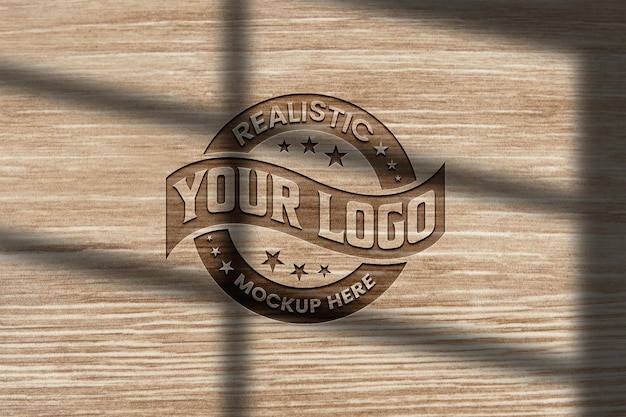 wood craft logo mockup