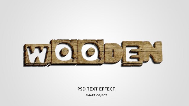 PSD wood cutout text effect template