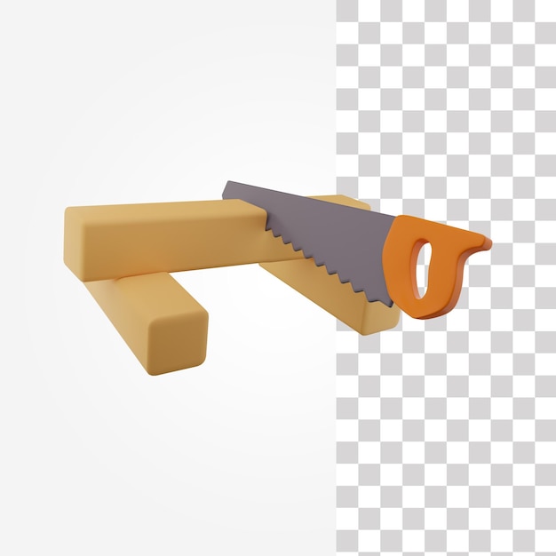 PSD wood cutting 3d icon