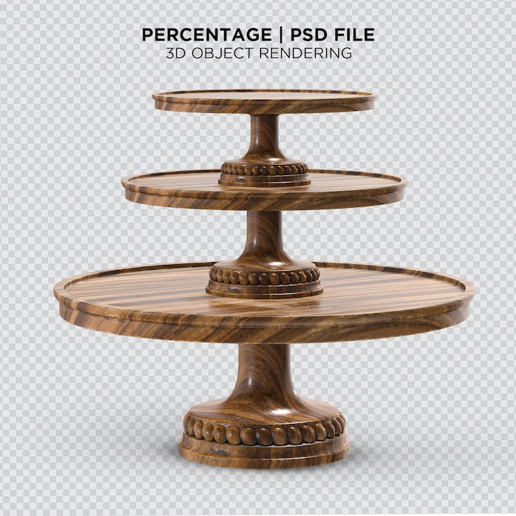 PSD wood dessert stand 3d rendering