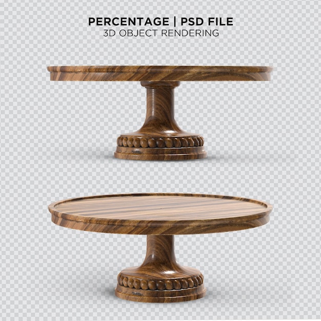 Rendering 3d di supporto per dessert in legno