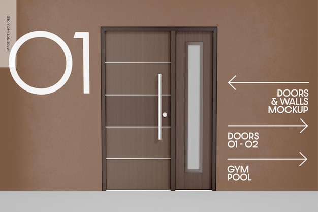 PSD wood door mockup front view