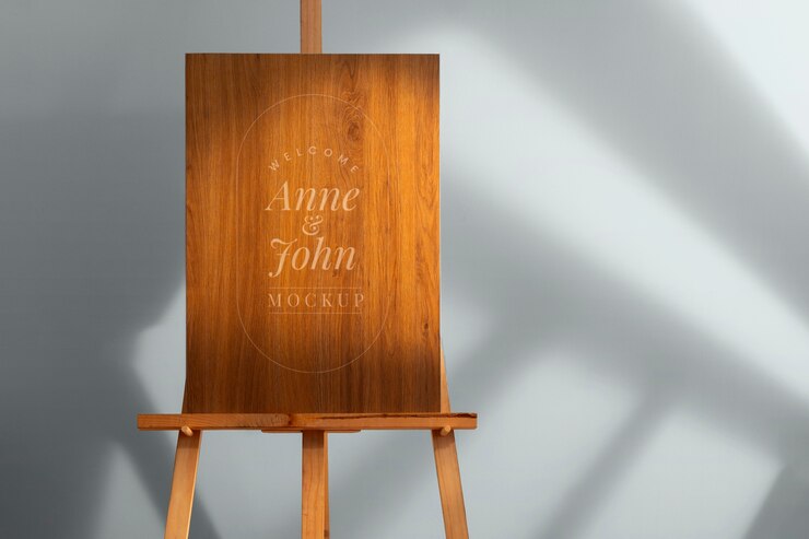 PSD wood easel sign for wedding