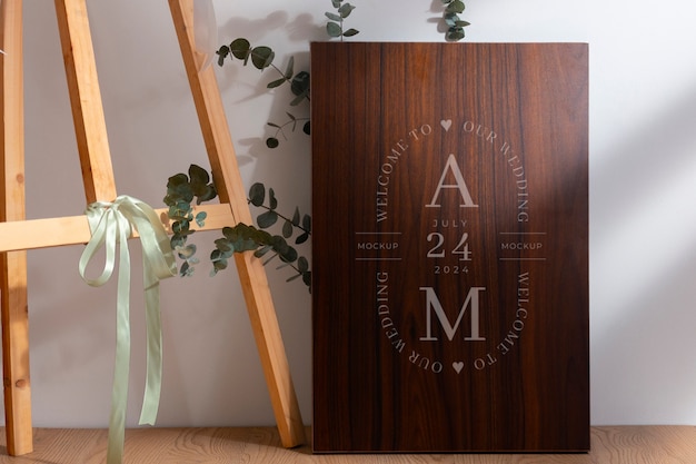 PSD wood easel sign for wedding