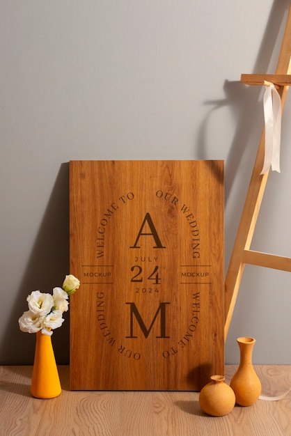 PSD wood easel sign for wedding