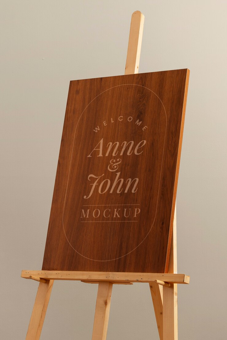 PSD wood easel sign for wedding