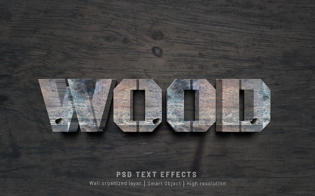 Wood editable text effect style