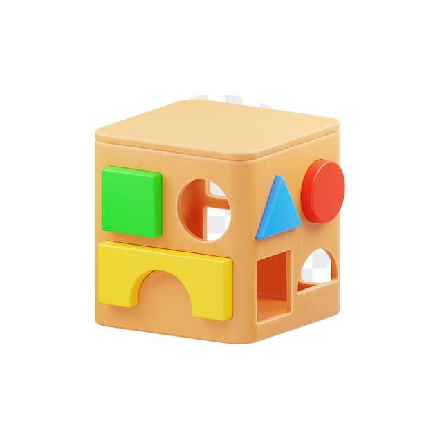 Wood Educational Toy 3D Icon Premium Psd