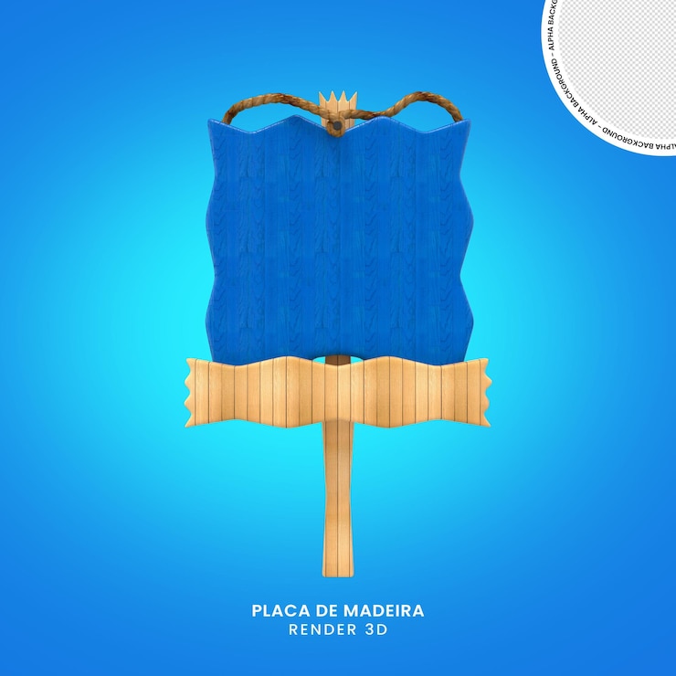 PSD wood element 3d render realistic