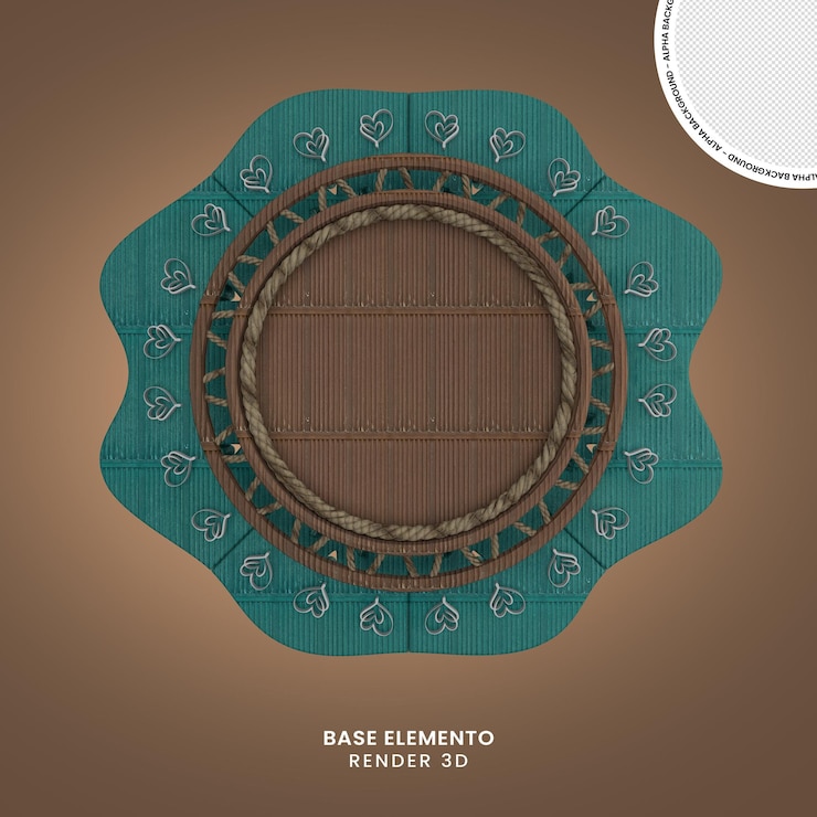 PSD wood element 3d render realistic