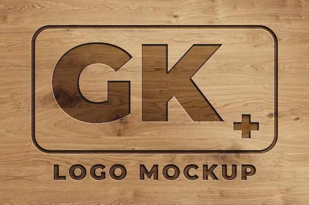 PSD mockup con logo inciso in legno