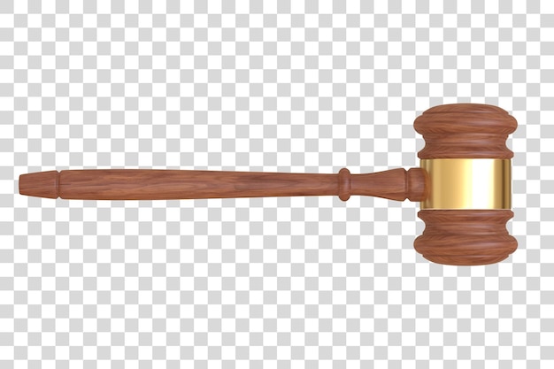 PSD wood judge gavel isolated on a white background payment for legal education 3d render illustration