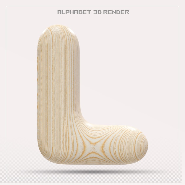 PSD wood letter l font gradient alphabet 3d render