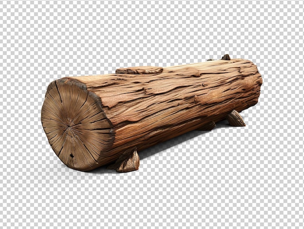 PSD wood log cut out on transparent