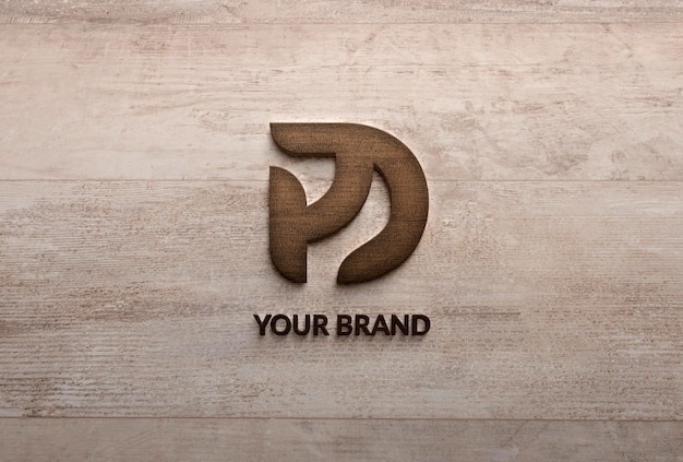 PSD wood logo effect mockup