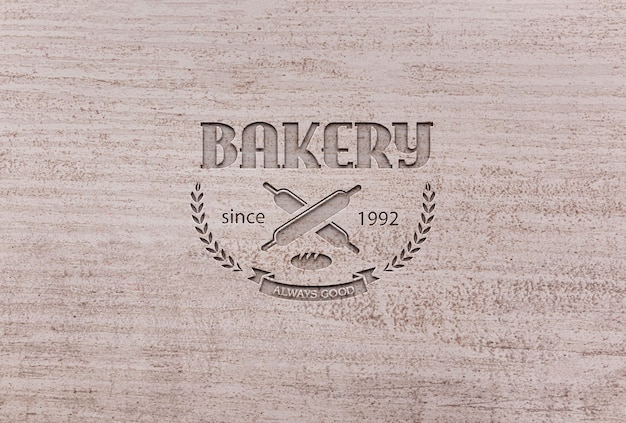 PSD wood logo effect mockup