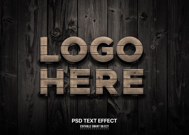PSD wood logo mockup 3d wood logo mockup
