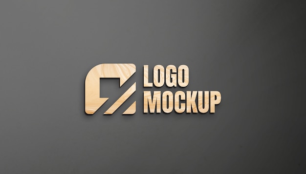 Деревянный логотип макет на стене HD