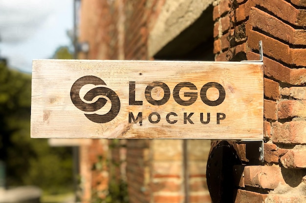 PSD wood logo mockup