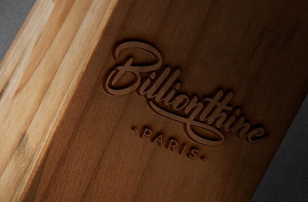 PSD wood logo mockup