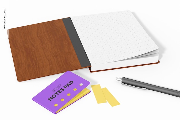 wood notebook mockup