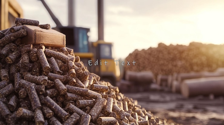 PSD wood pellets pile at processing plant