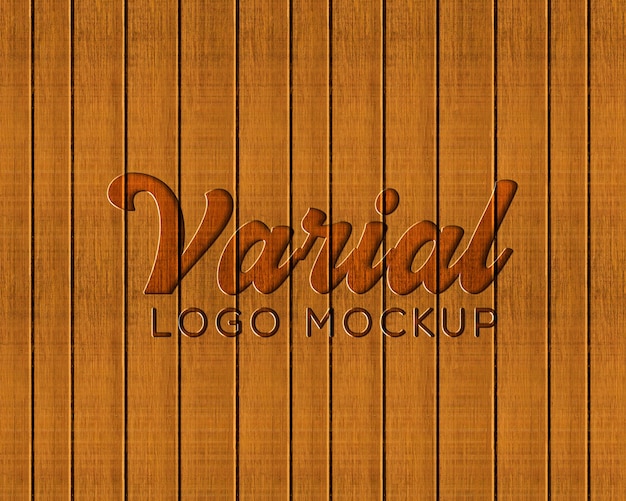 Plancia in legno stampato logo mockup