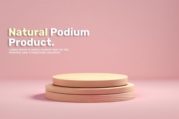 PSD wood podium stage display mockup for product presentation scene for product display 3d rendering