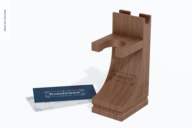 Wood razor shaving stand mockup perspective