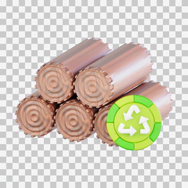 PSD wood recycling 3d illustration