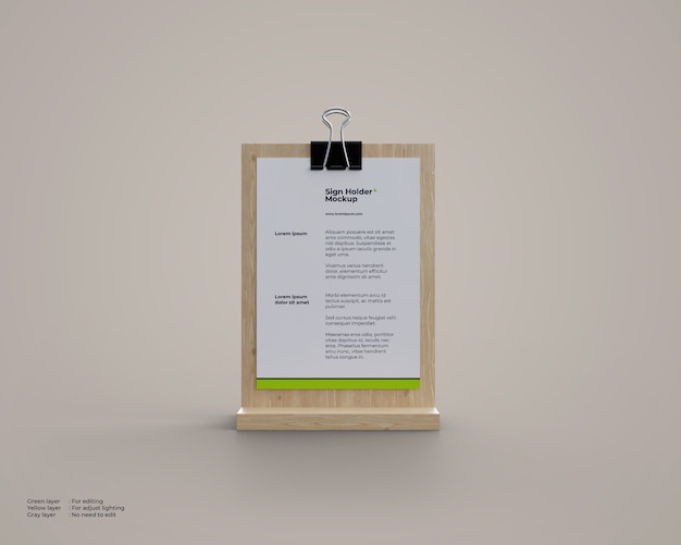 Wood sign holders mockup