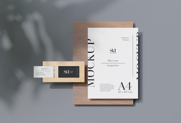 PSD wood stationary levitation mockup design