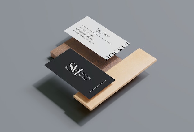 PSD design di mockup di levitazione stazionaria in legno