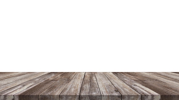 Wood table for display or montage products with blank white background