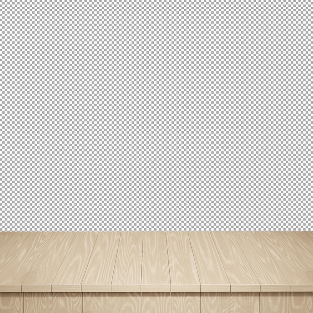 Wood table top front view 3d render isolated