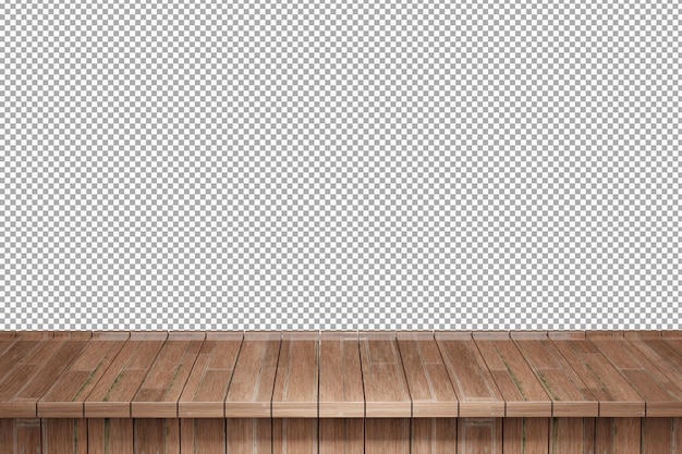 Wood table top front view 3d render isolated