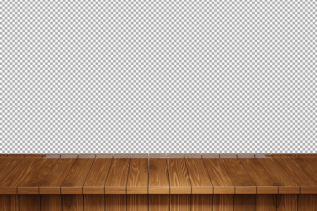 PSD wood table top front view 3d render isolated